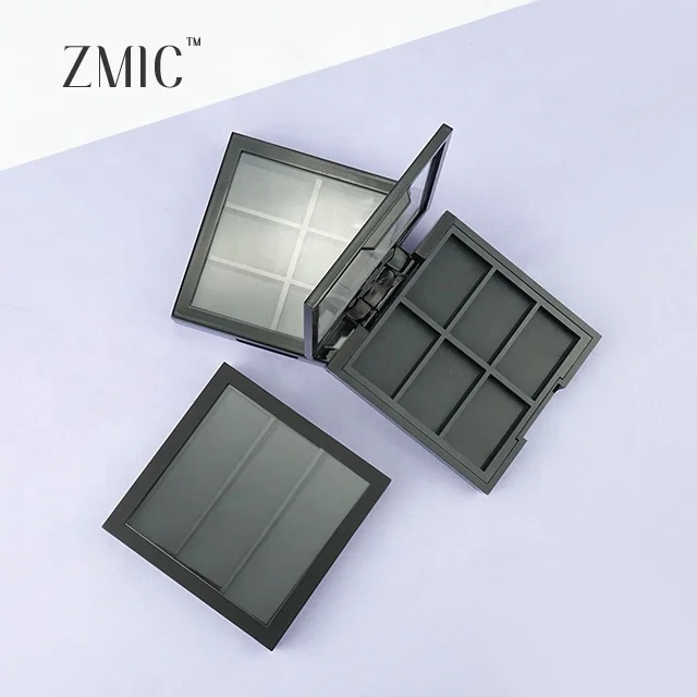 Free Sample Empty Eyeshadow Palette clear 6 Pan Eye Shadow Palette with logo Compact Powder Palette Wholesale Cosmetic Packaging