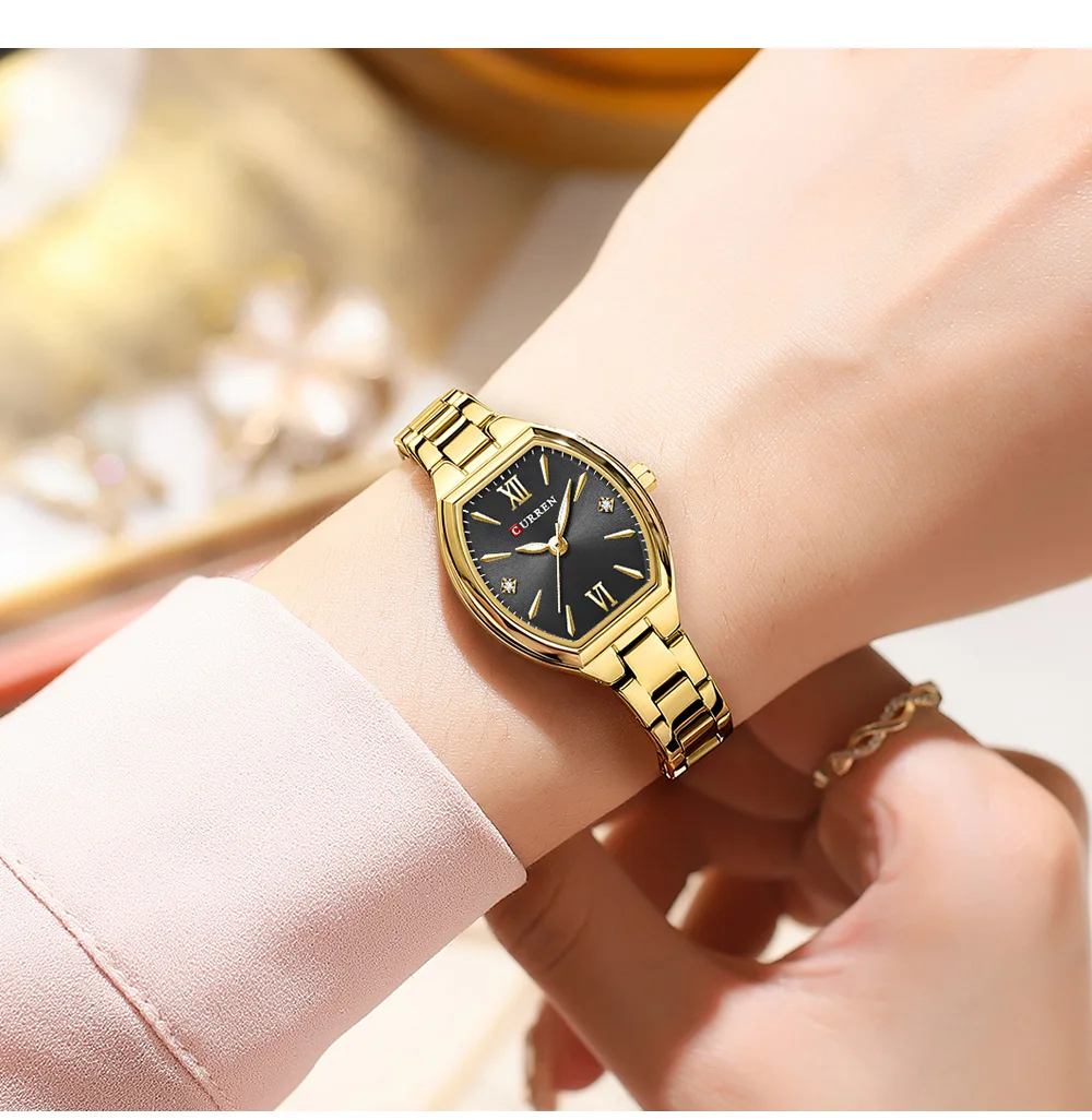 CURREN 9112 Women's Watches Luxury Tonneau Original Top Brand Quartz Watch Waterproof Luminous Hands Femme Wristwatch for Ladies