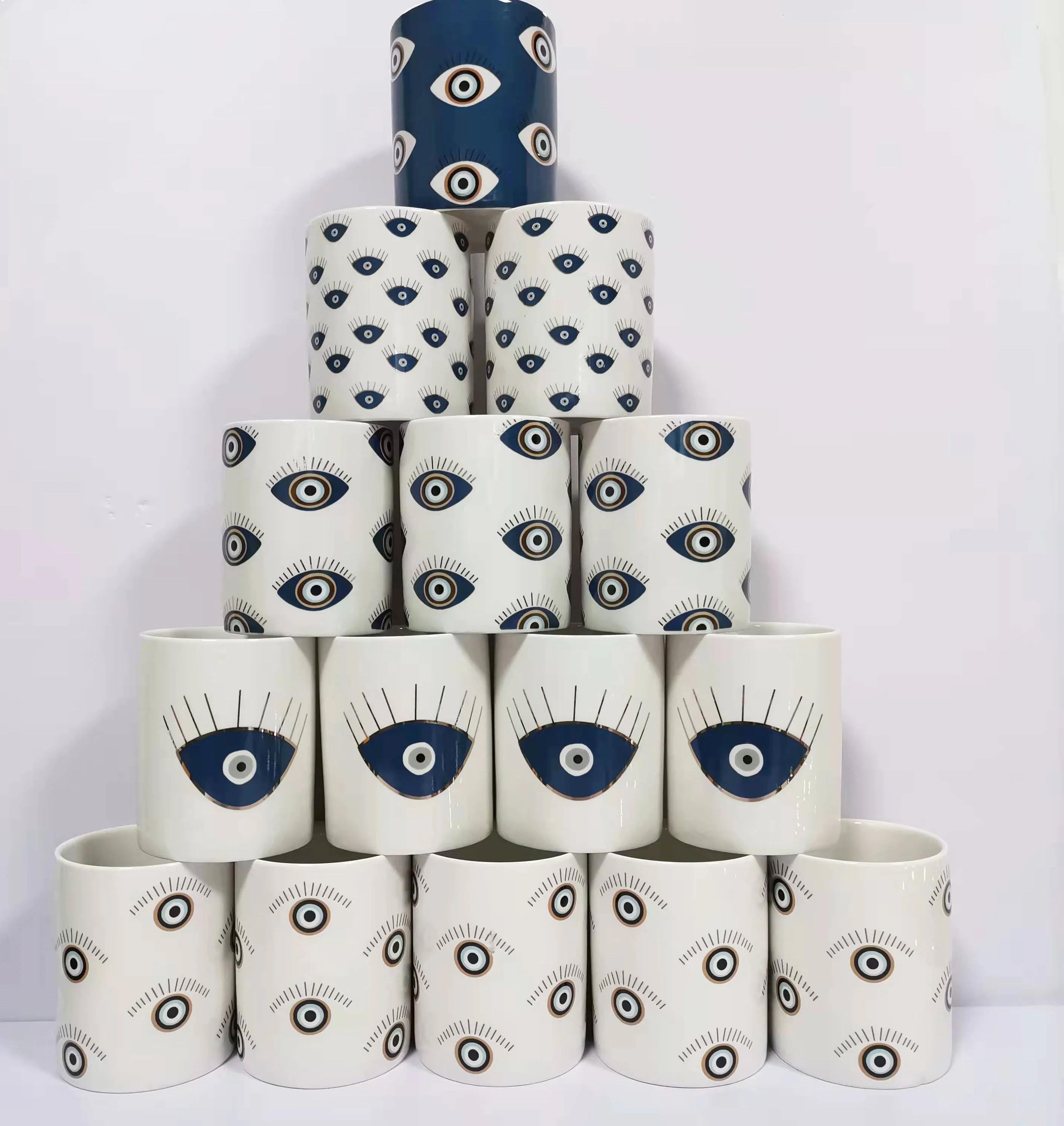 Wholesale Custom 2023 New Luxury Unique Ceramic Candle Holder Eye