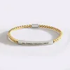 4mm gold beads + silver bent tube bracelet
