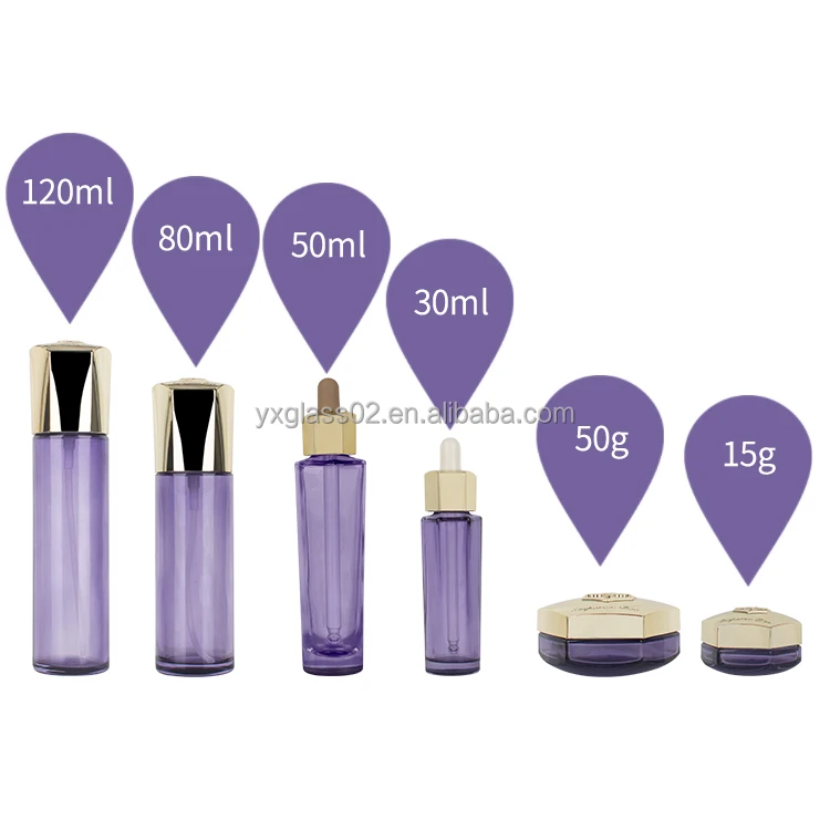 Luxury Cosmetic Packaging Skincare Glass Cream Jar Container Dropper Lotion Pump Bottles manufacture