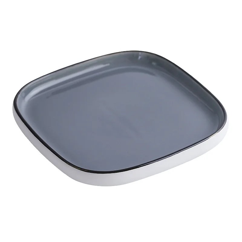 Hotel Ceramic Porcelain Reactive Green and Grey Glaze