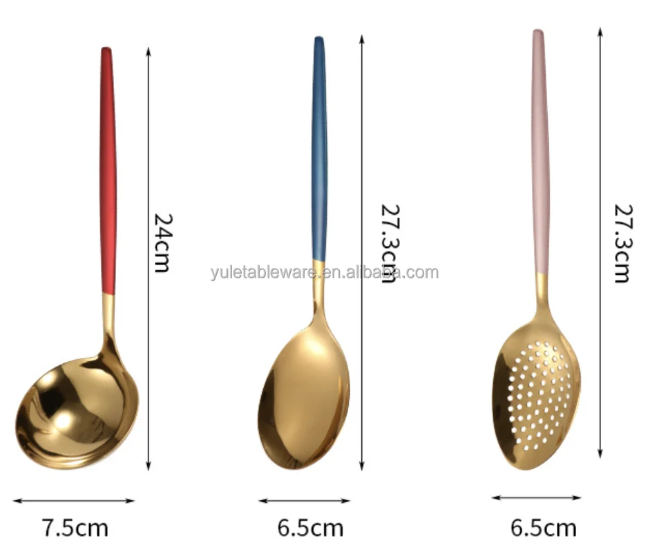 European Style Portuguese Stainless Steel Spoon Gold Long Handled Spoon