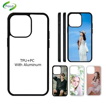Prosub Sublimation Cell Phone Case 2D TPU+PC Sublimation Blanks Phone Case For Iphone 12 13 Mini Pro Max Mobile Phone Cover