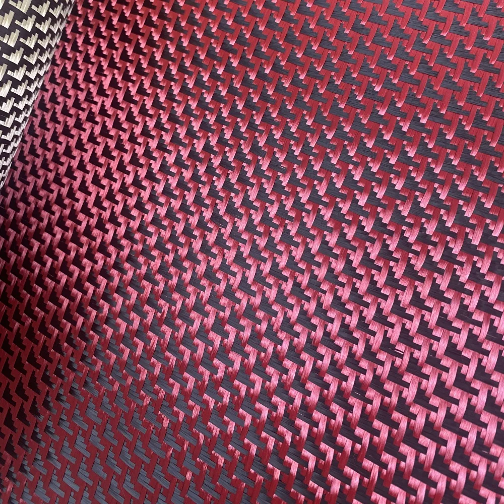 Red Airplane Pattern Carbon Fiber Jacquard Fabric 3K Twill Plain 280gsm for Luggage Felt Bag Drone Accessories Durable Stylish