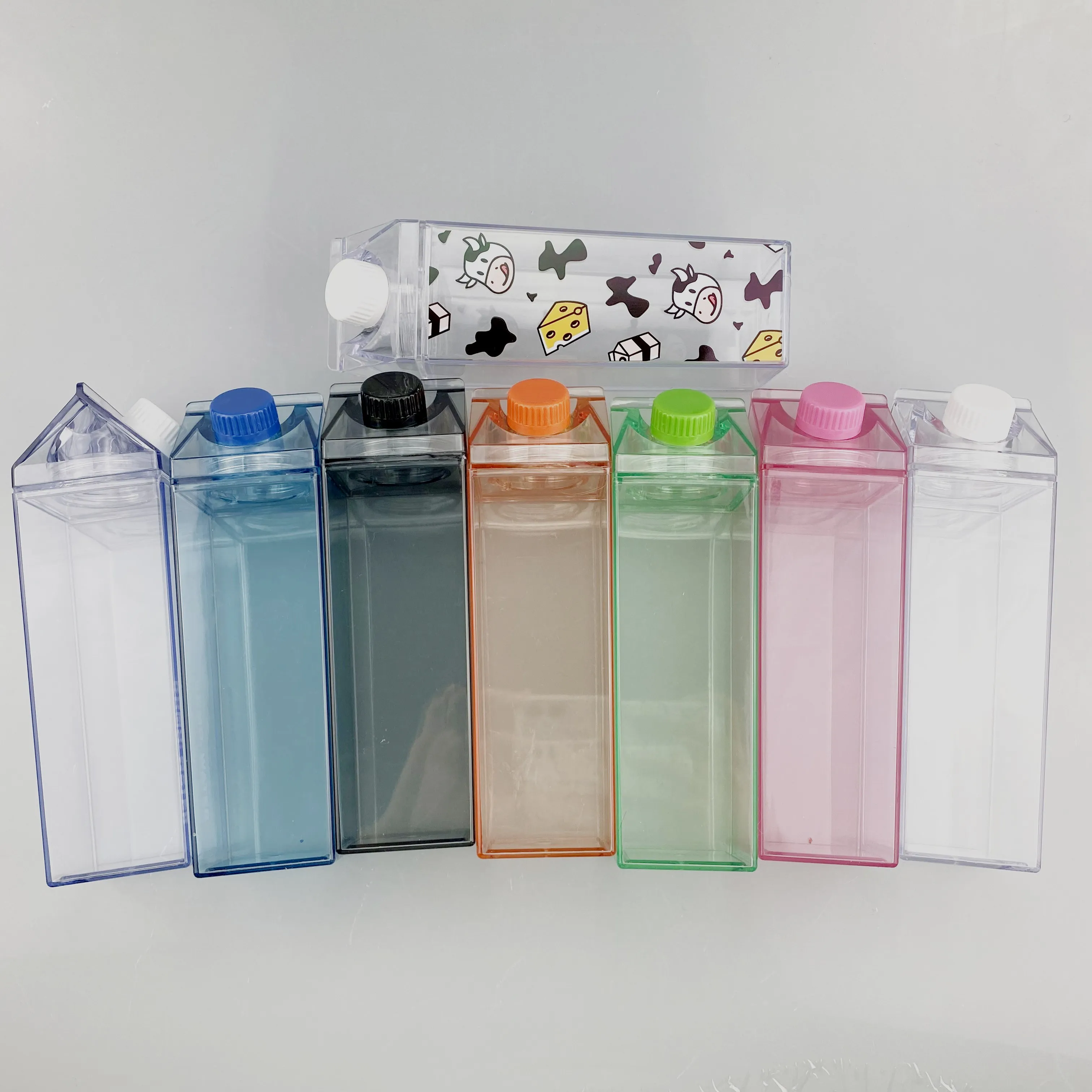 Tariff Reduction 90-day Window 500ml BPA Free Transparent Custom Portable Sports Square Milk Carton Plastic Water Bottles