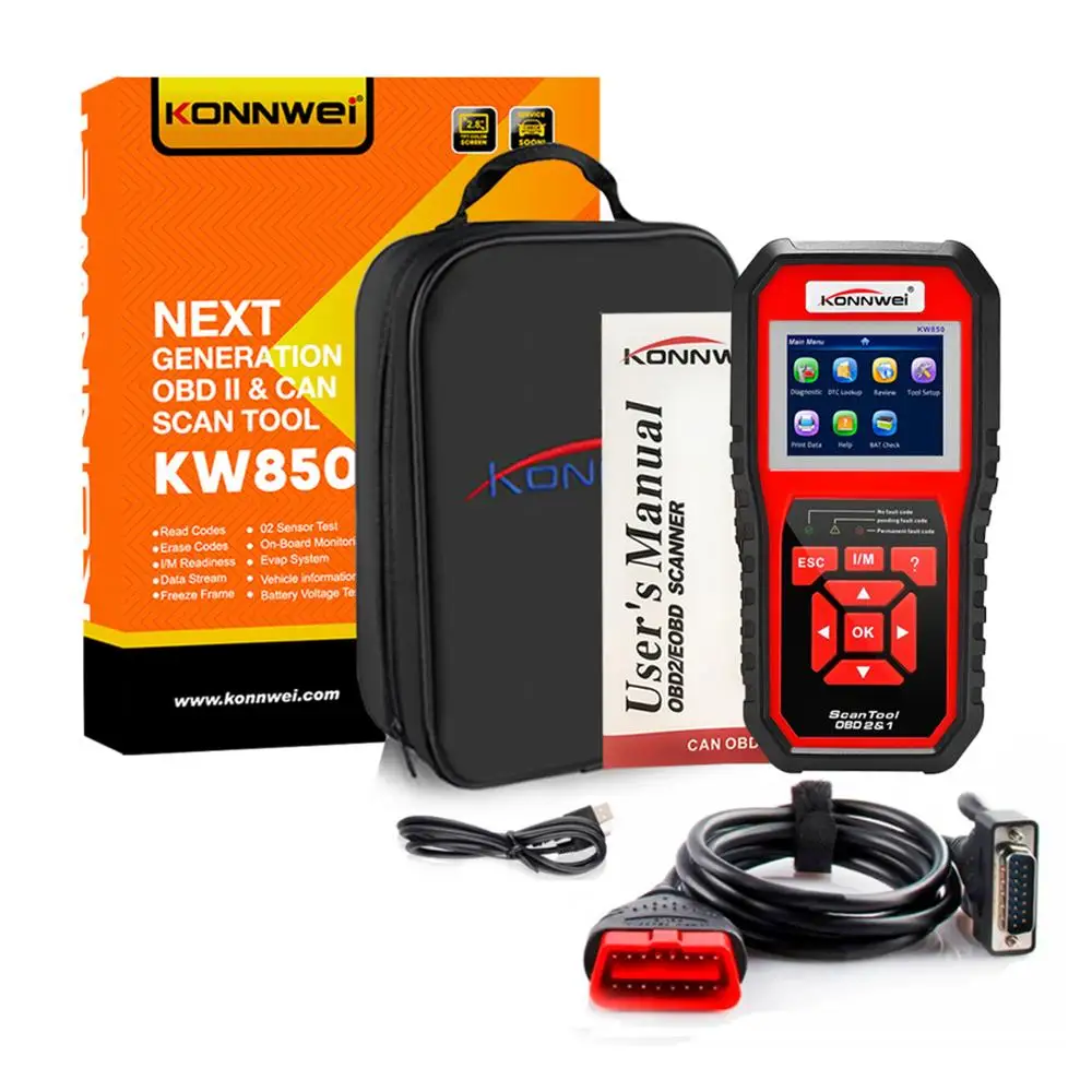 Can Update Konnwei KW850 OBD2 OBD 2 Auto Scanner OBDII Car Diagnostic Tool Support Printed Via PC