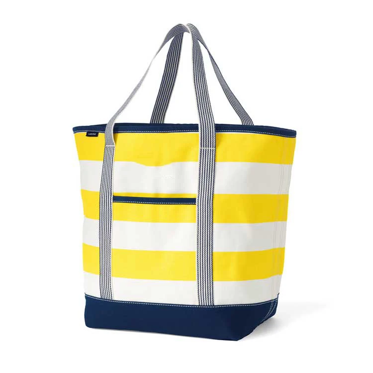 stripe foldable canvas tote cotton shopping bag large 100% eco