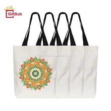 Custom Printed Sublimation Blanks Cotton Linen Shopping Bag Polyester Tote Bags with Black Handle