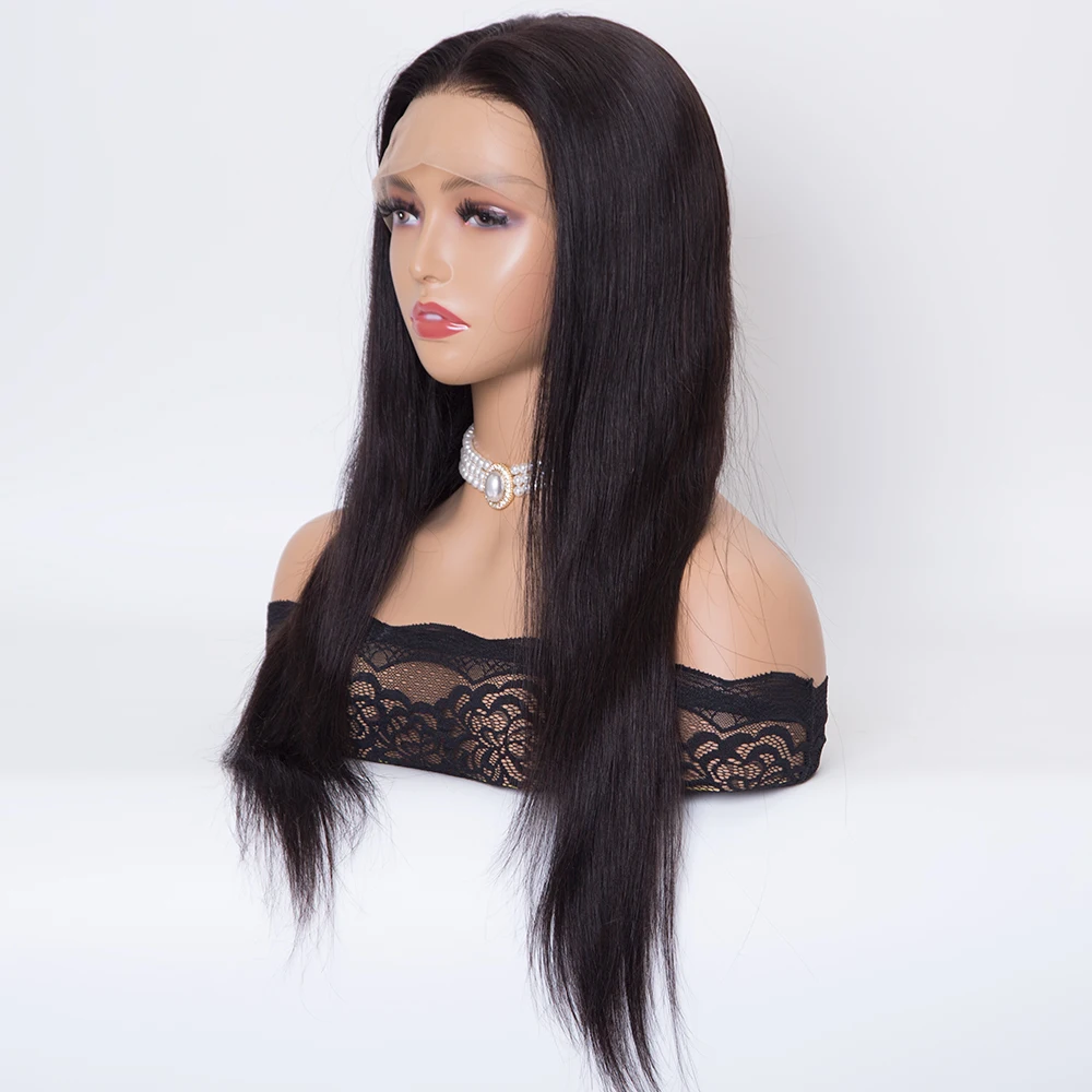 18 inch natural black color HD full lace wigs human remy hair wigs for women