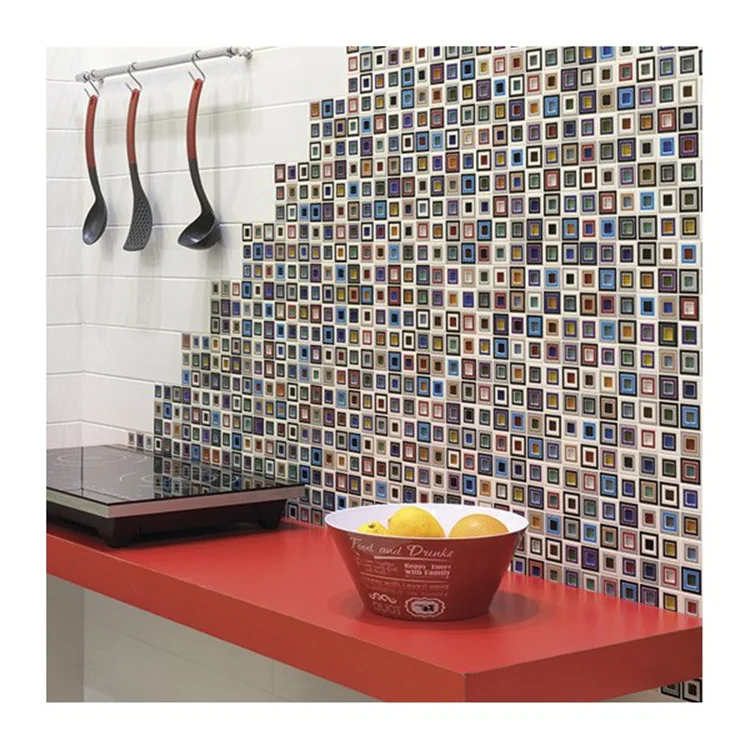 Modern designs decorative multi colors square sheets mosaic bathroom mosaic glass tiles