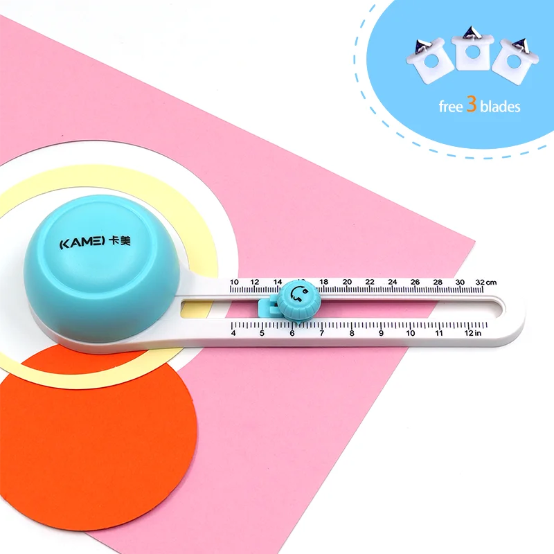 Rotary Cutter Portable Round Paper Circle Cutter 360 Degree A4 Manual 4-12inch Size Mini Paper Cutter Trimmer for Scrapbooking