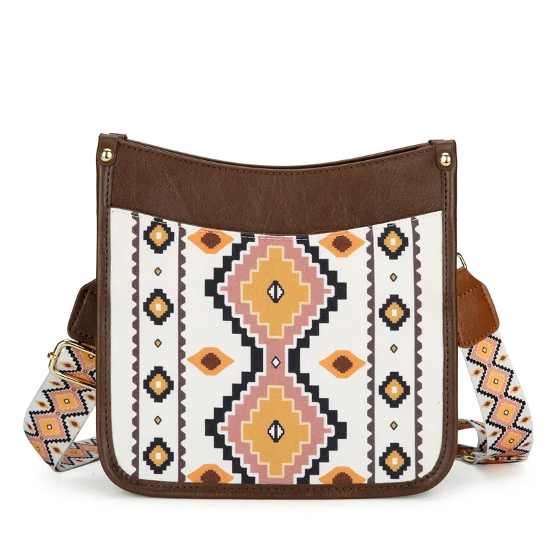 Boho Aztec Print Crossbody Bag With Shoulder Strap
