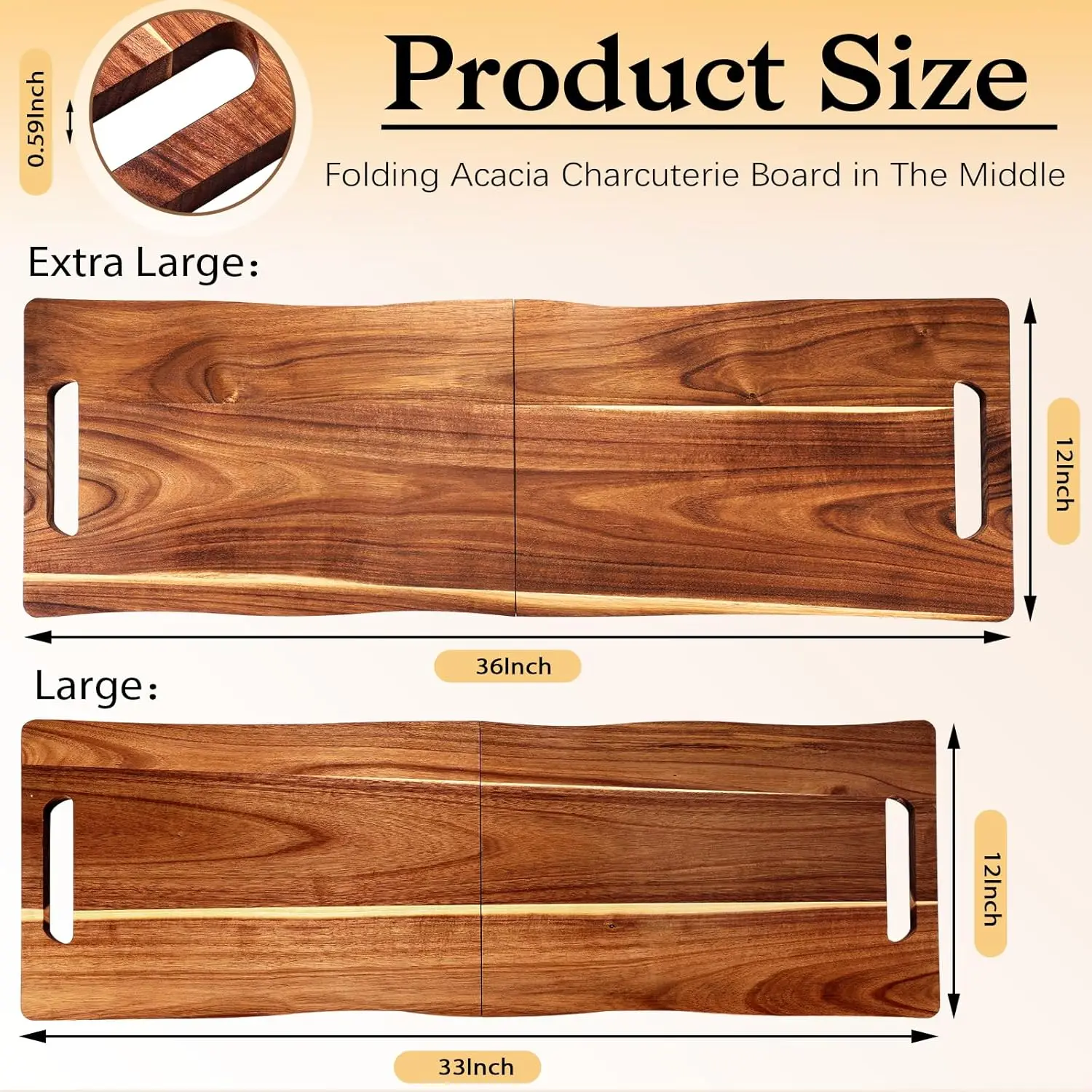 Custom Large Rectangular Acacia Wood Charcuterie Board With Handles ...