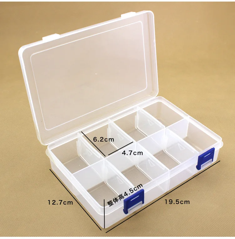 8 Compartments Transparent Plastic Storage Box For Sewing Accessories ...