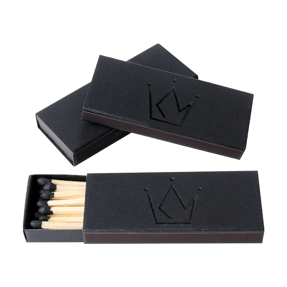 Personalized Black Matches in Matchbox with UV Coating Matt Lamination Embossing Custom Large Gift Packaging