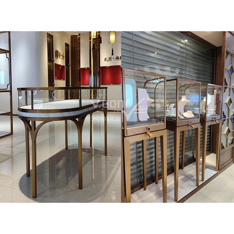 Luxury Metal Jewellery Mall Counter Design Interior Store Stainless ...