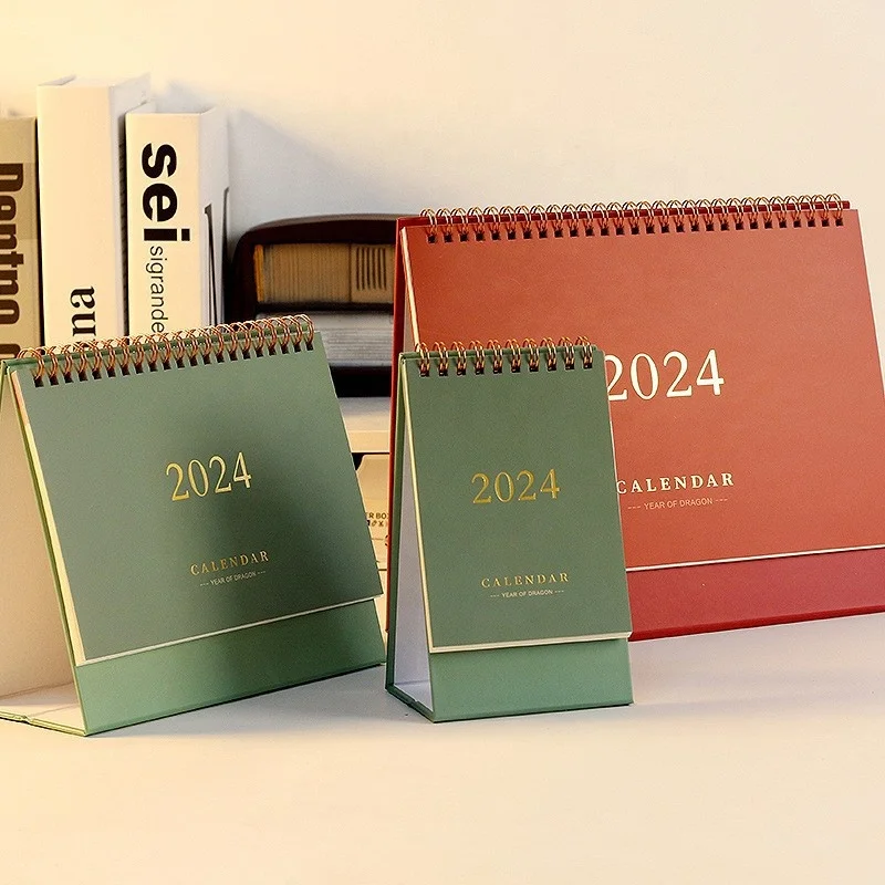 Promotion Custom Printing Mini Table Calendar Planner Daily Monthly 365 Days Spiral Wire-O Stand Flip Desk Calendar 2024