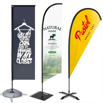 Custom Logo Cheap Promotion Usage Beach Flag Exhibition Event Banners Outdoor Feather Teardrop Flag for Racing Event