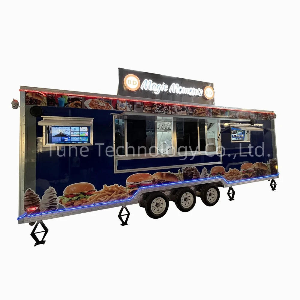 7x22 Fast Food Trailer Ice Cream Mobile Food Truck for Sale Catering Rental Fully Equipped with Single Toilet