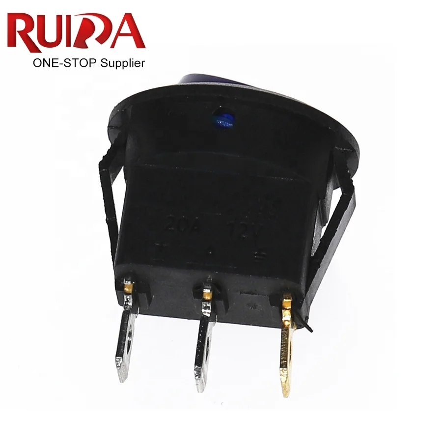 SPST 24V/12V 20A Led Light Power Switch Car Button Lights Rocker Toggle Switch 3 Pin on OFF Round Rocker Switch T105 55