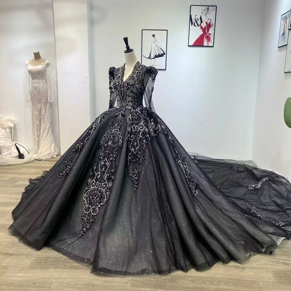 bridal dress for muslim Modest Long Sleeve Wedding Dress,Muslim Conservative Bridal Gown,WD00817, US2 / Black