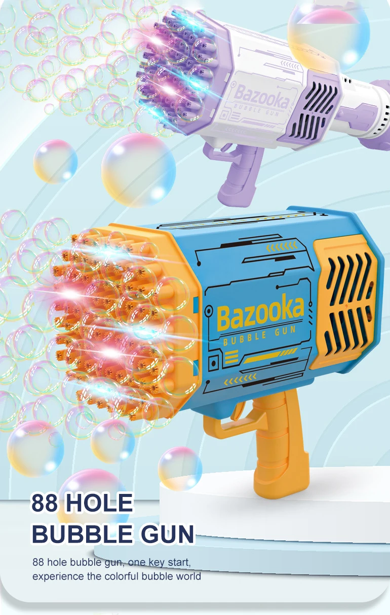 Chengji New Electrical Summer Soap Water 69-hole Blower Machine Rocket Boom Spielzeug Bazooka 88 Holes Bubble Gun Toy