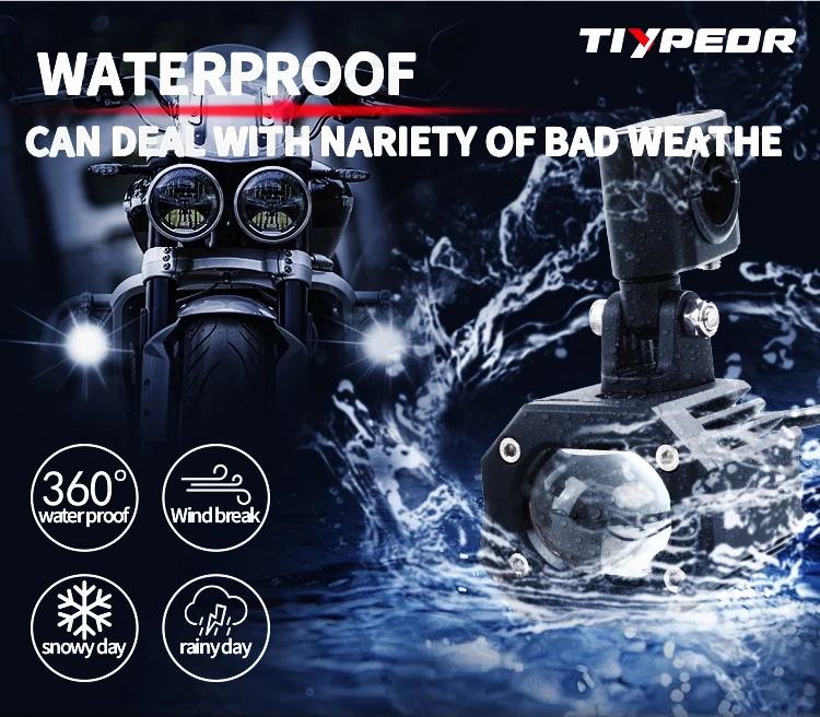 TIYPEOR Upgrade Motorcycle Aluminum Super Bright Spotlight High/Low Beam Auxiliary Headlight Fog Light for Off-road ATV UTV SUV details