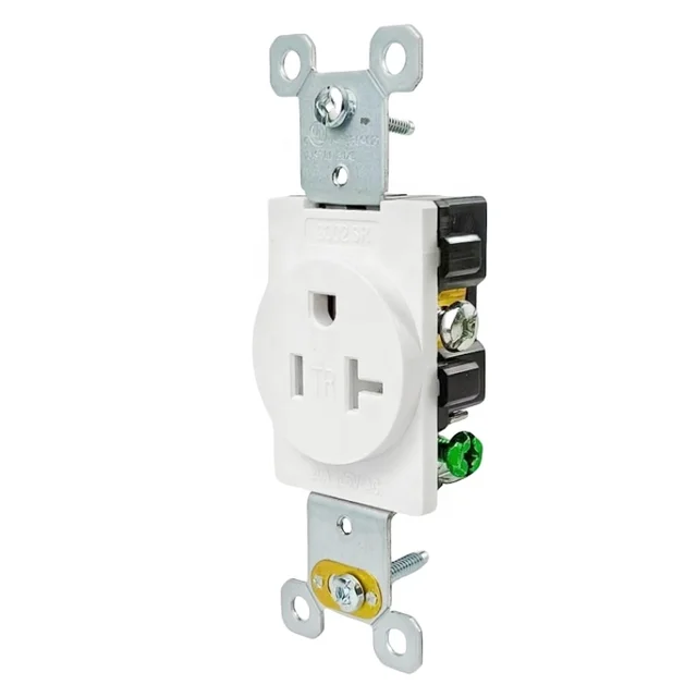 US Inventory - NEMA 6-20, 20A Single Receptacle Outlet - Commercial Grade White Electrical Outlet