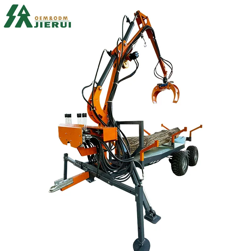Gasoline Diesel Electric Timber Loading Traile with Grapple Boom Timber Crane with Winch Loading Trailerfor Sale