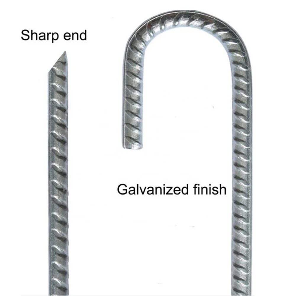 Heavy Duty Galvanized J Hook Ground Stakes - 12 Inch Outdoor Anchors For Tents & Canopies