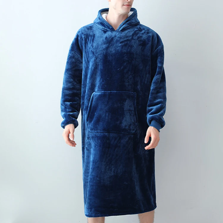 Amazon Supplier Women Hoodie Robe TV Blanket Plus Size Custom Long Men Sleepwear Bath Robe Nightgown