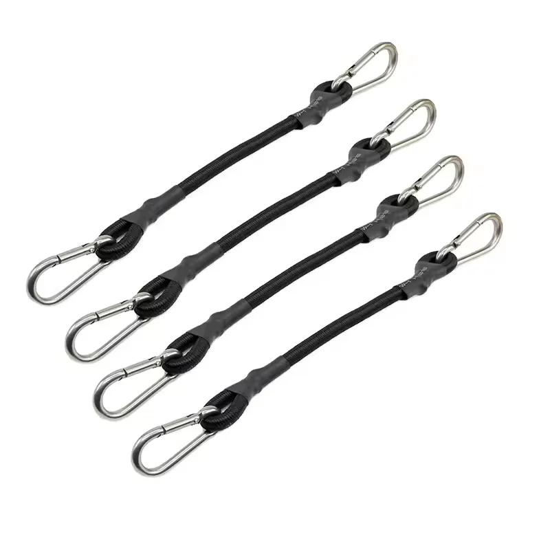 Adjustable Hook Elastic Bungee Cord Gym Tension Rope Carabiner Hooks for Luggage Rack Cargo Hand Carts Bike Camping Etc