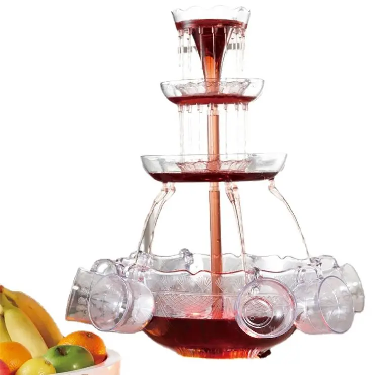 242025 3-уровневый акриловый винный стеклянный фонтан с чашками
