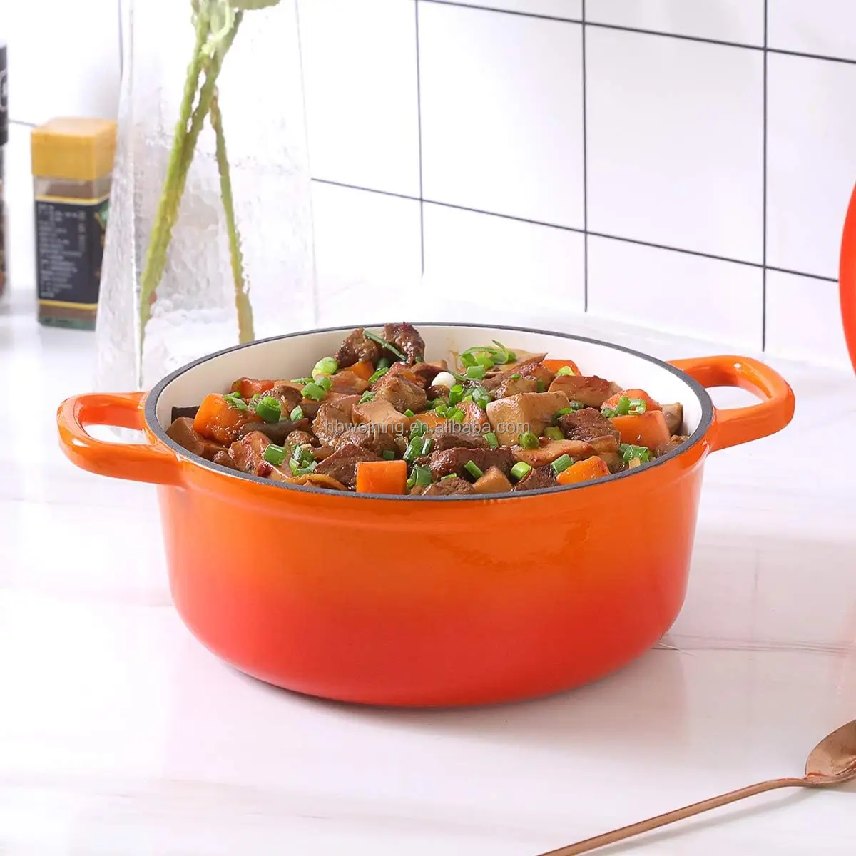 Korean Rice Cooking Pot Korean Style Cast Iron Rice Pot Enamel Coated Dutch Oven With Stainless ...