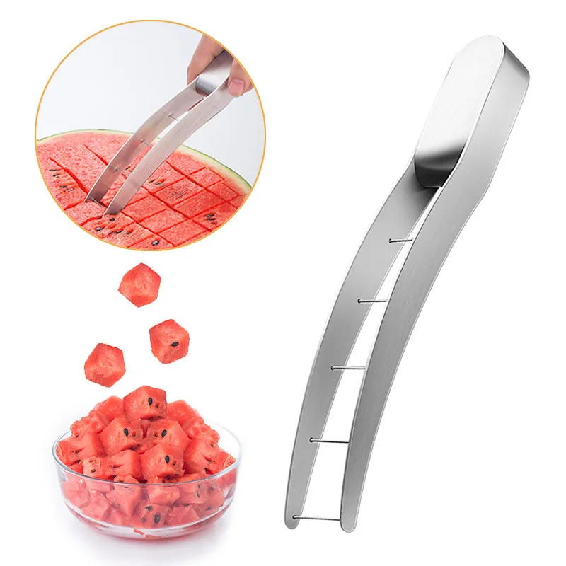 Multifunctional Fruit Cutting Tool Thickened Stainless Steel Melon Slicer Watermelon Cutter for Fruit & Vegetables Cube Knife