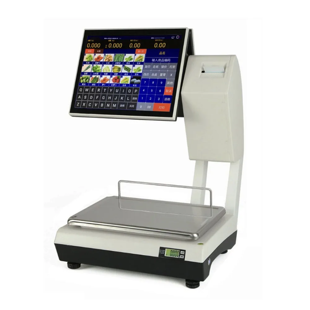 30kg ai touch screen pc scale label barcode printing scale supermarket weighing scale manufacture