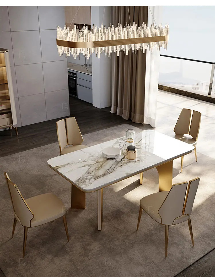 Modern Luxury Metal Dining Room Furniture Comfortable Backrest Leather ...