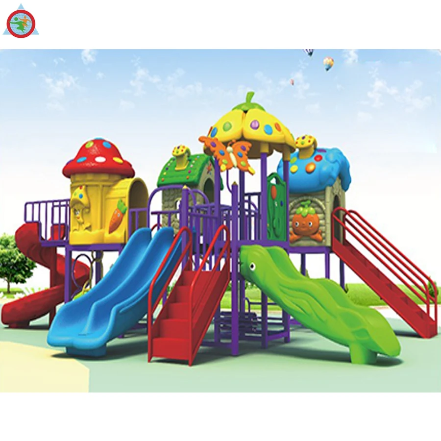 School Large Custom Area Dimension Amusement Park Playground Equipment Manufacturer Outdoor Plastic Slide Kids Play Park
