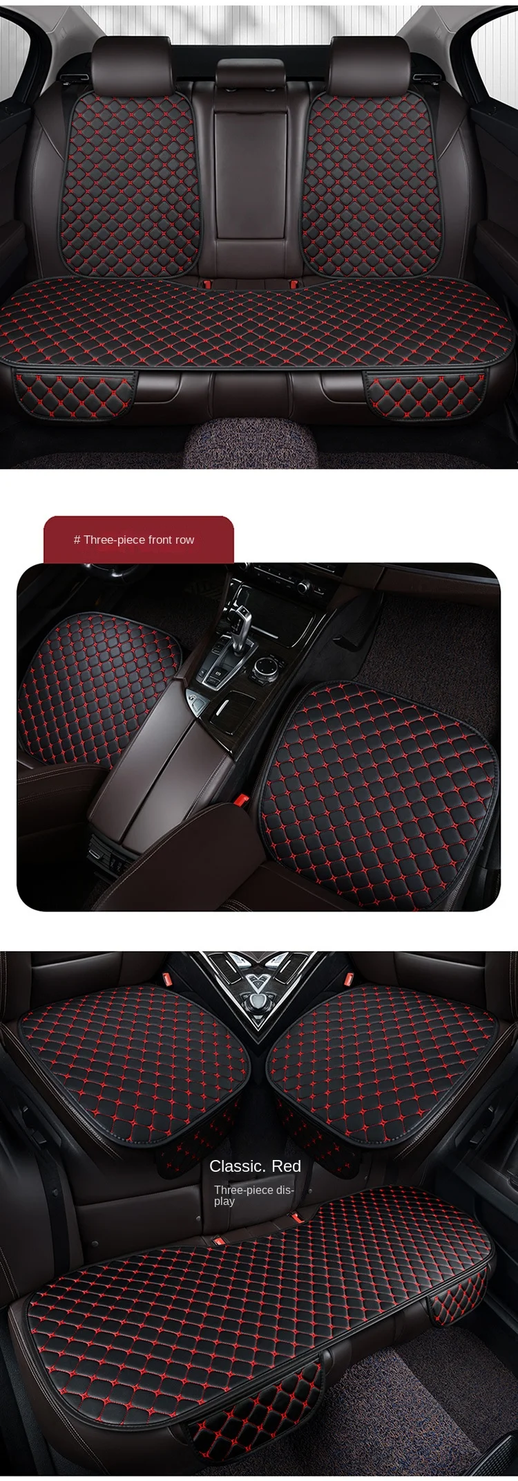 Cross-Border Amazon Leather Embroidered Non-Slip Single-Piece Seat Cushion Four Seasons Universal Tie-Free Four-piece Cushion details