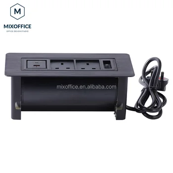 Tabletop Multimedia Connectivity Motorized Automatic Flipping Socket Box with USB Ports AC Outlets Motorized Tabletop Socket