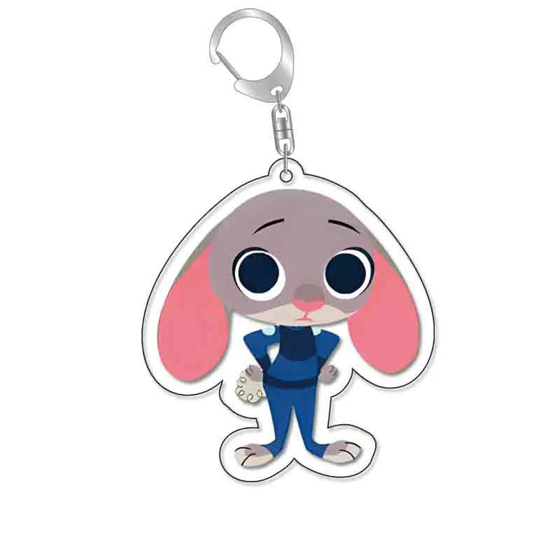 Factory Custom Zootopia Animal Printed Keychain Creative Cute Cartoon Acrylic Key Ring Plastic Keychains