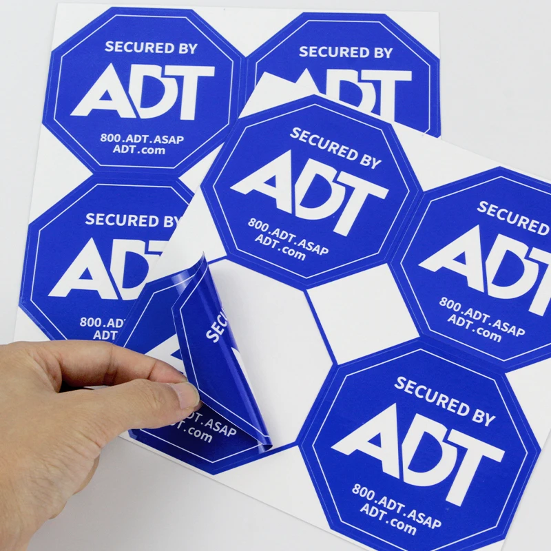 ADT Security Sign Outdoor Durable UV Proof Printing Custom Reusable Removable  Window Decal Double Sided Sticker