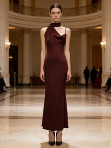 Bettergirl Sexy Satin Red Party Banquet Long Dress 2026 Spring New Tight Sexy Elegant Women Dress