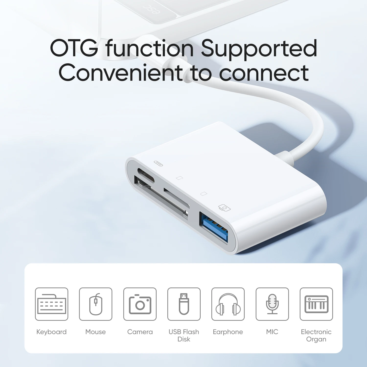 Joyroom New White 12cm multifunctional OTG 4 in 1 Fast Charging Cable Phone Adapters SD TF for iPhone Adapter