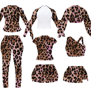 2025 New  Cheetah Leopard Print Loungewear Women Skinny Top Flare Legging Pants Sets Custom Tracksuits  Lounge Set