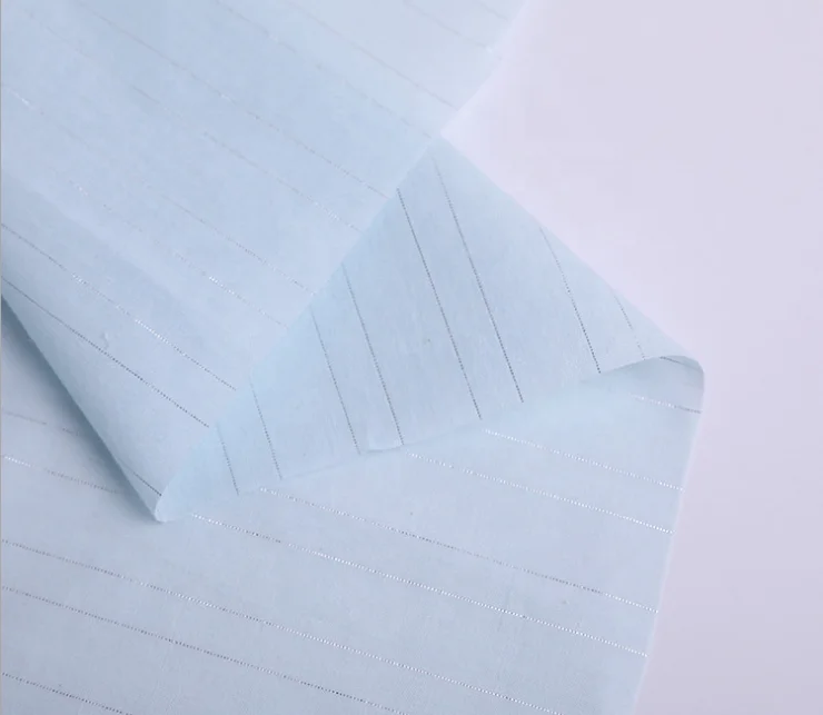 Оптовая продажа ткань из муслина и хлопка с люрексом в полоску окрашенная для