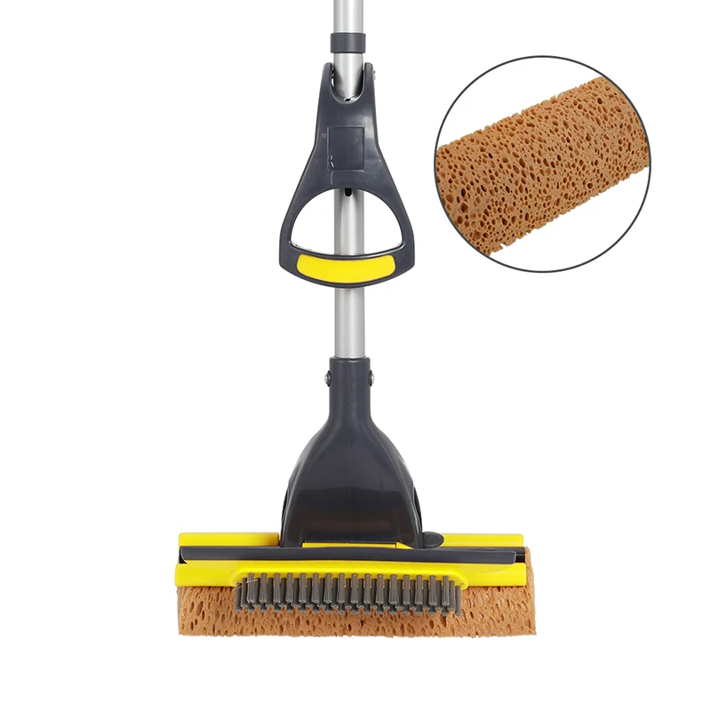 Telescopic Sponge Mop With 29cm Stainless Steel Pole, Sponge Squeegee Mop,  Foldable And Water Squeezing, Water Absorbing Mop