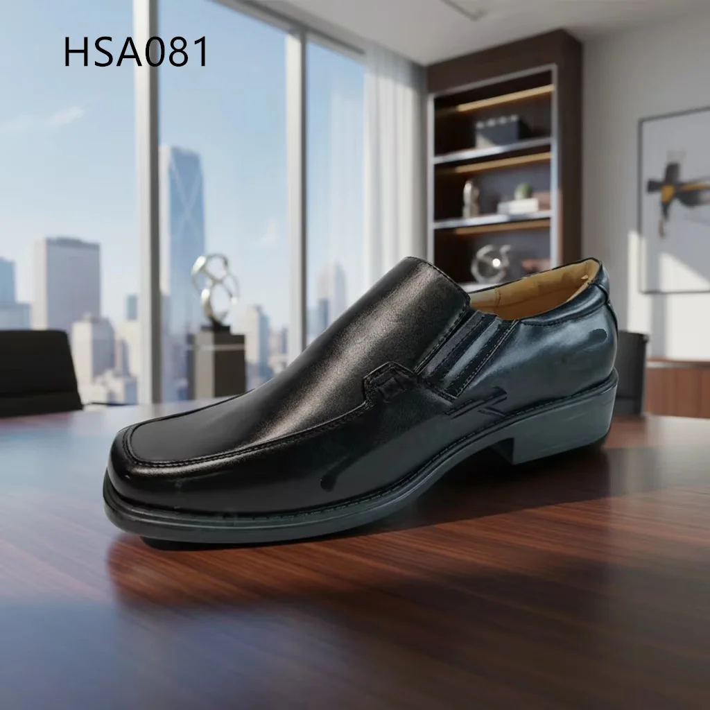 LXG,UAE Market Workplace Using square Toe Design Black Office Shoes Rock Bottom Price Classic Pull-on Dress Shoes HSA081