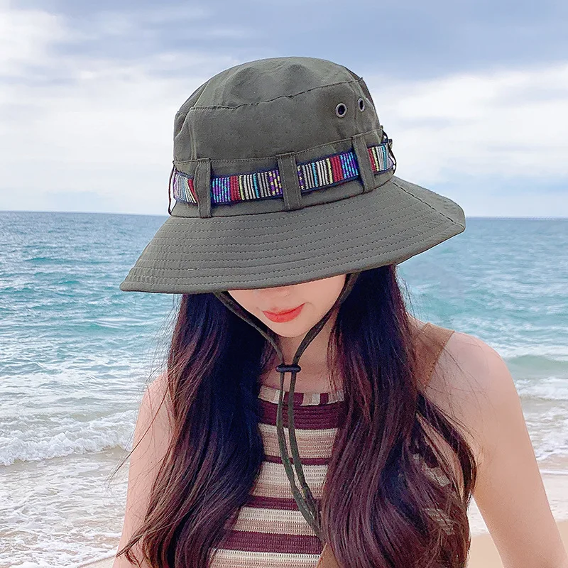 Custom Logo Sun Uv Protection Boonie Fishing Bucket Hat Outdoor Big Brim Climbing Hiking Hat
